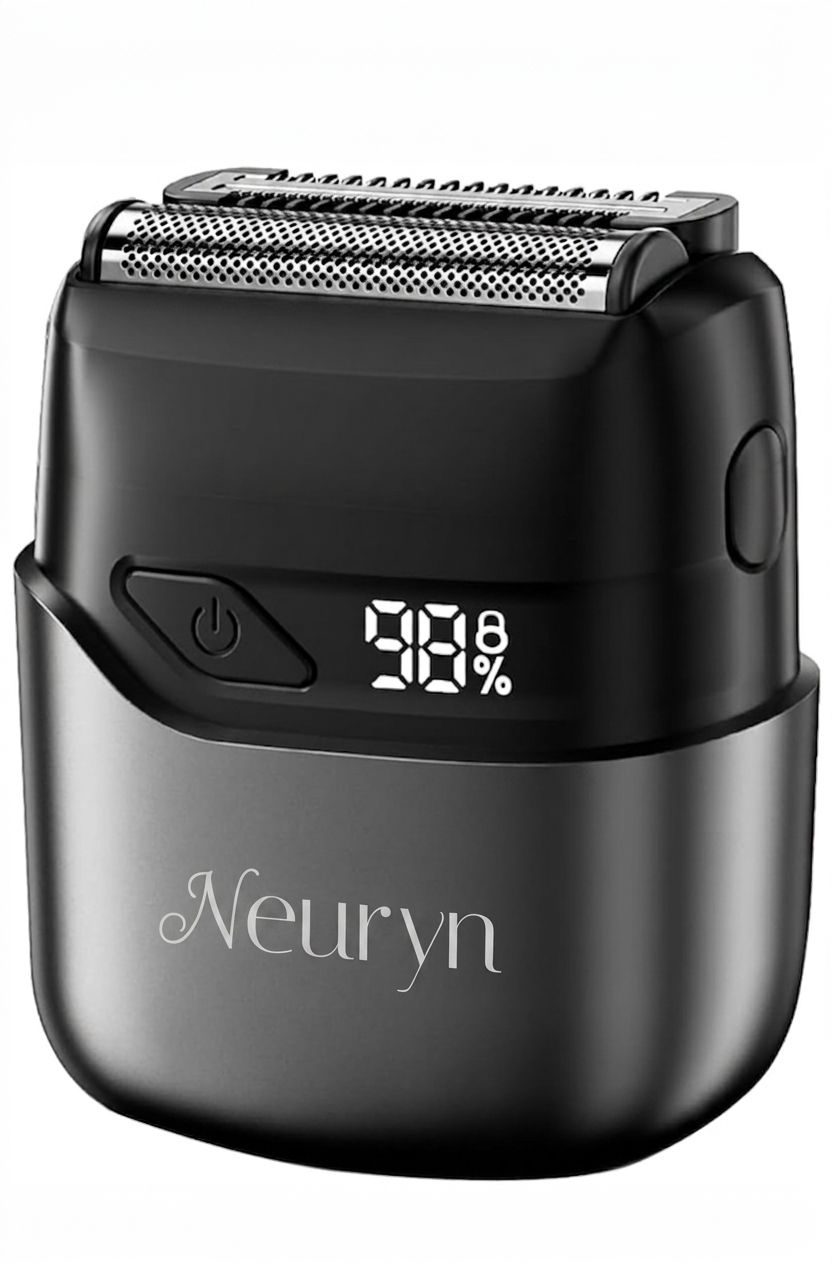 Neuryn Mini Electric Foil Shaver for Men – IPX7 Waterproof, USB-C Rechargeable, LED Display, 3-Blade Portable Razor