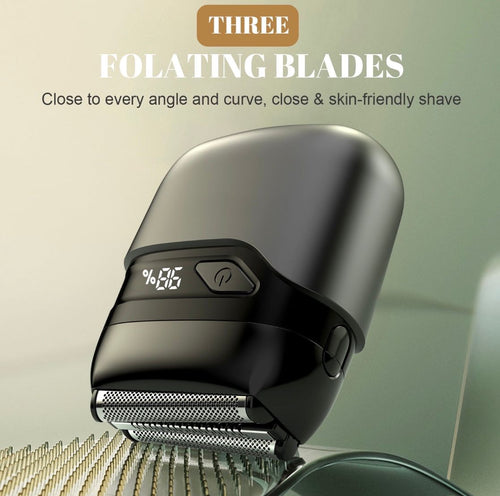 Neuryn Mini Electric Foil Shaver for Men – IPX7 Waterproof, USB-C Rechargeable, LED Display, 3-Blade Portable Razor